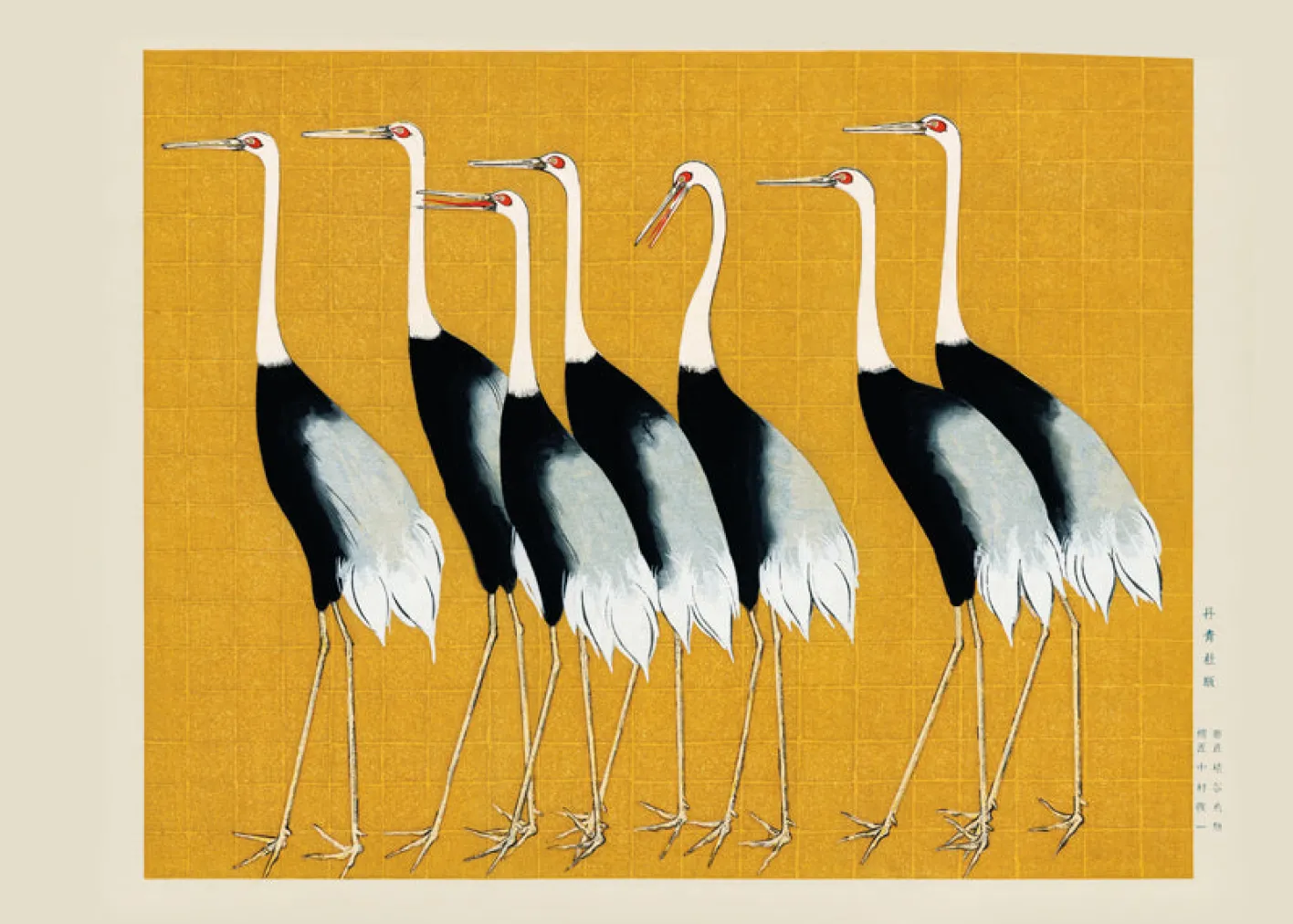 Láminas-Hannun Lámina Japanese Red-Crowned Crane Vintage