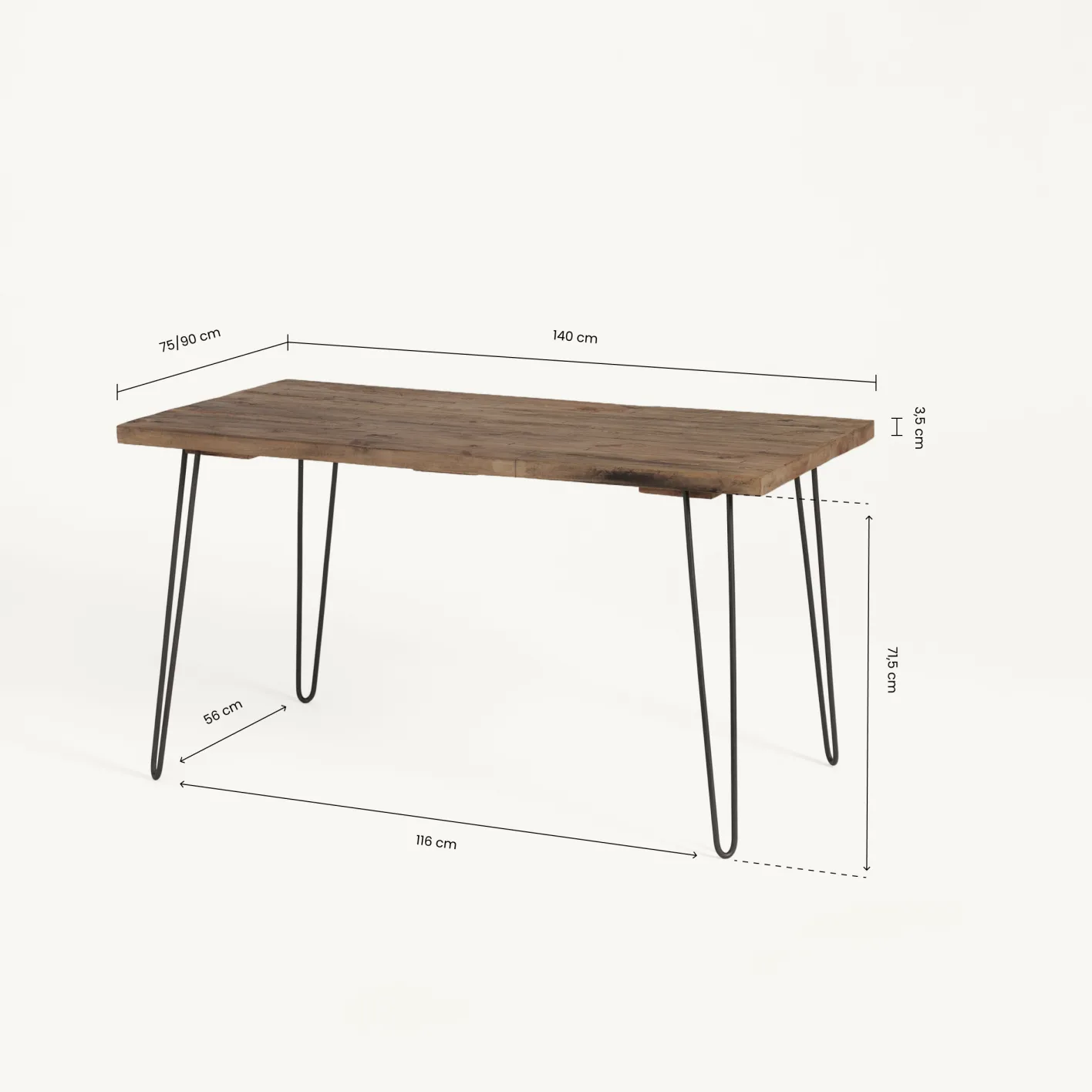 Mesas De Comedor-Hannun Mesa de comedor Yorel madera recuperada